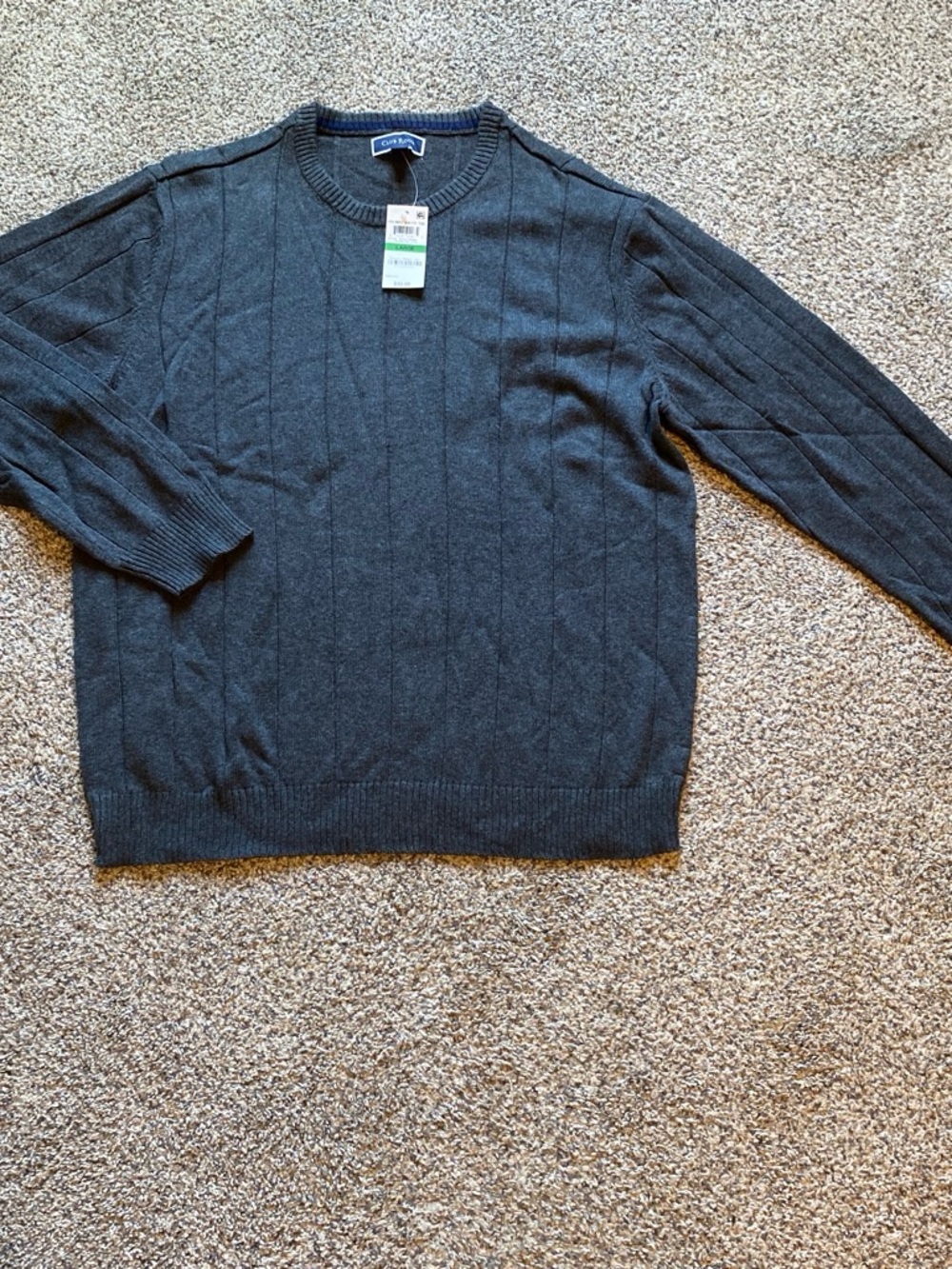 Club Room NWT Men’s Dark Charcoal Crewneck Sweater Size Large